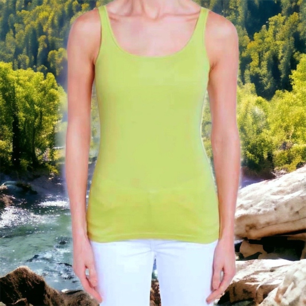 $128 Eileen Fisher VINTAGE Tank Organic Cotton Petite Medium P10 P12 Baby Rib